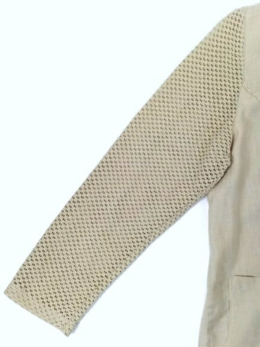 Chico's Tan Linen Open Front Long Perforated Sleeve Blazer Jacket Womens 2, US L - Picture 5 of 15
